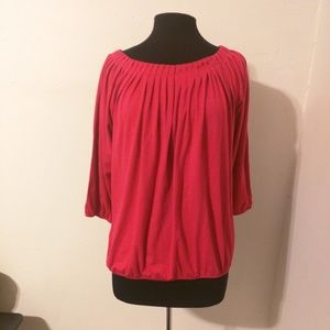 AGB Pleated Fuschia Pink Blouse